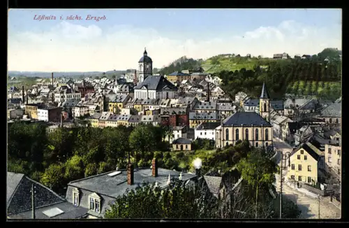 AK Lössnitz im sächsischen Erzgebirge, Blick über die Stadt