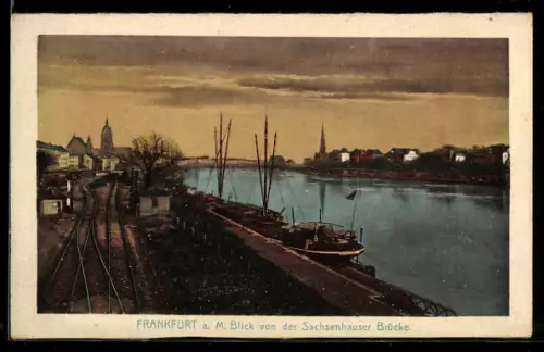 AK Frankfurt a. M., Blick von der Sachsenhauser Brücke