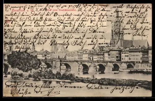 AK Frankfurt a. M., Blick vom Deutschherrnkai mit Dom