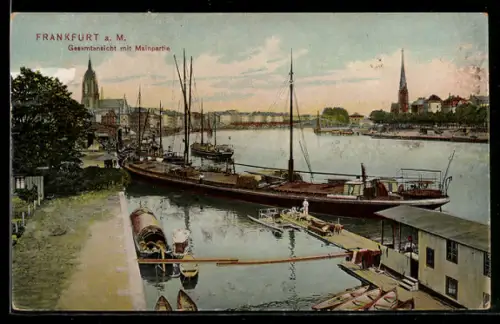 AK Frankfurt / Main, Mainpartie am Hafen