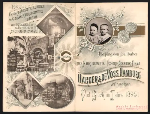Klapp-Vertreterkarte Hamburg, Harder & De Voss, Nahrungsmittel-Export, Ausstellungsräume