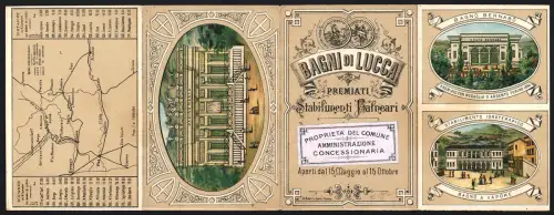 Klapp-Vertreterkarte Bagni di Lucca, Stabilimenti Balneari, Casino, Bagno Bernabo