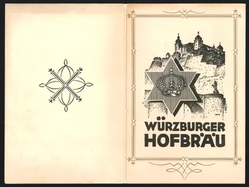 Klapp-Vertreterkarte Würzburg, A. Herrmann, Würzburger Hofbräu, Partie am Thüringer Hof in Leipzig