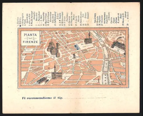 Klapp-Vertreterkarte Firenze, Olinto Palamidessi, Hotel Venezia e Piccolo Torino, Aussenansicht und Ortskarte