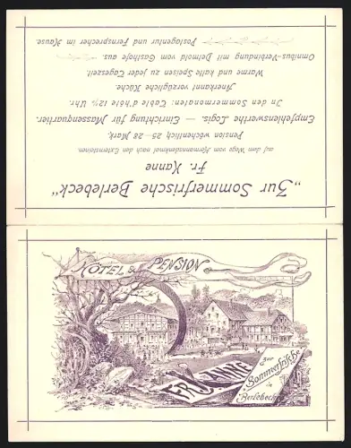 Klapp-Vertreterkarte Berlebeck, Fr. Kanne, Hotel und Pension, Aussenansicht