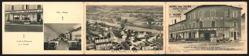 Klapp-Vertreterkarte Pont-d`Ain, P. Vieudrin, Hotel des Alliés, Restaurant, Panorama, chambres à grand lit