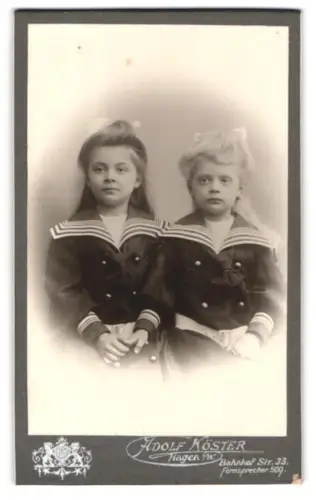 Fotografie Adolf Köster, Hagen, Bahnhofstr. 33, Zwei Kinder in Matrosenanzügen