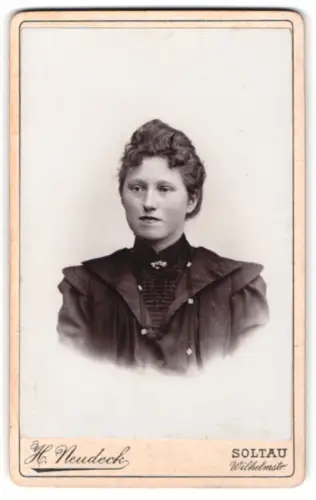 Fotografie H. Neudeck, Soltau, Wilhelmstrasse, Porträt einer Frau mit hochgestecktem Haar