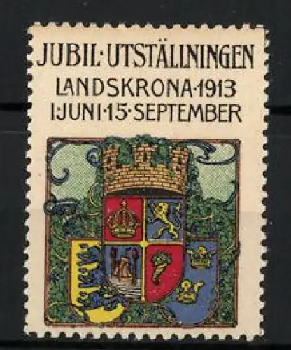 Reklamemarke Landskrona, Jubiläumsausstellung 1913, Wappen
