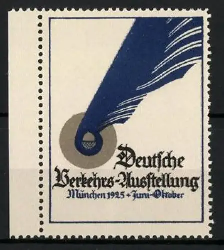 Reklamemarke München, Deutsche Verkehrs-Ausstellung 1925, geflügeltes Rad