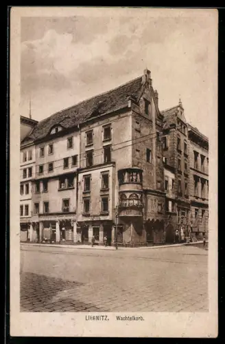 AK Liegnitz, Partie am Wachtelkorb, Geschäft von A. Wagner