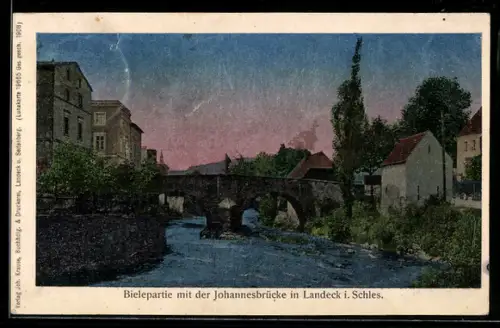 AK Landeck i. Schles., Bielepartie mit der Johannesbrücke