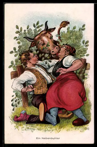AK Ein Nebenbuhler, Kuh stört Liebespaar