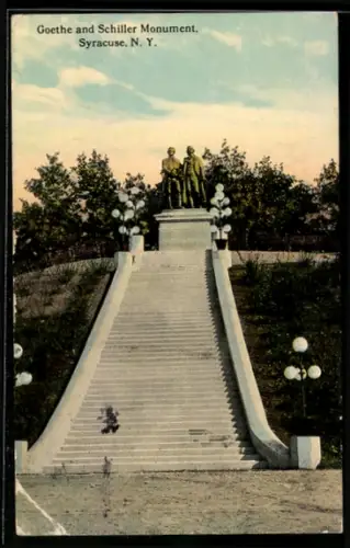 AK Syracuse, NY, Goethe and Schille Monument