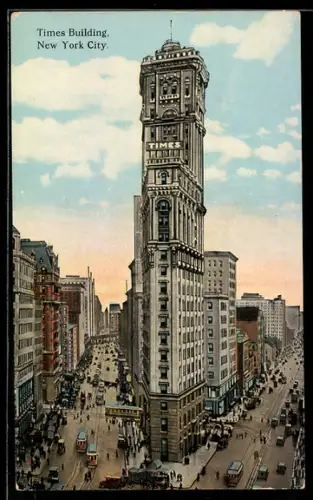 AK New York, NY, Times Building, Strassenbahn