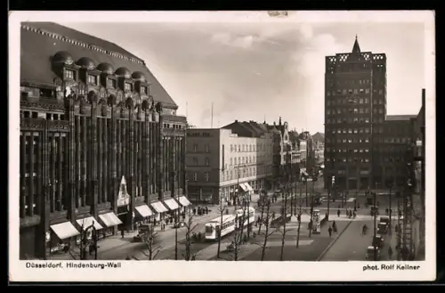 AK Düsseldorf, Strassenbahn in der Strasse Hindenburg-Wall