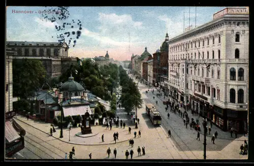 AK Hannover, Strassenbahn in der Georgstrasse