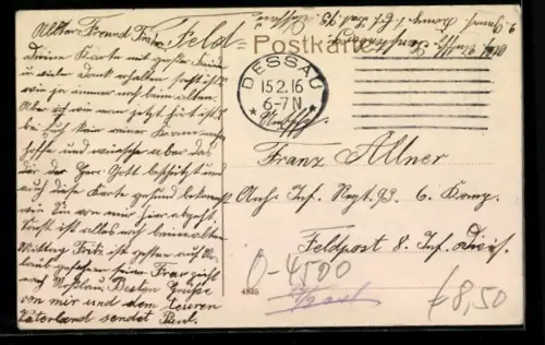 AK Dessau, Kl. Markt mit Rathaus