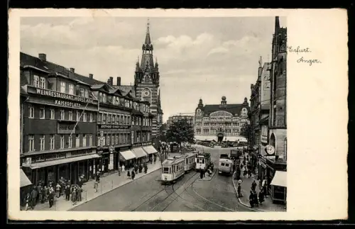 AK Erfurt, Strassenbahnverkehr auf dem Anger