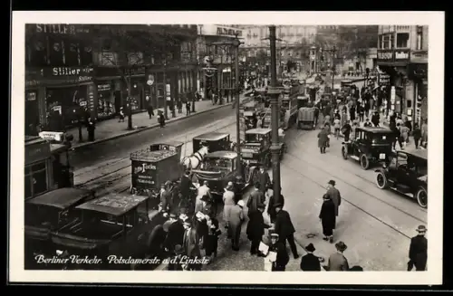 AK Berlin-Tiergarten, reges Treiben in der Potsdamerstrasse a. d. Linkstrasse