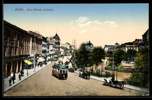 AK Lemberg, Strassenbahn auf der Karl Ludwigstrasse