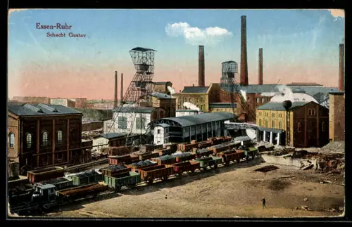 AK Essen / Ruhr, Blick auf die Anlagen des Schachtes Gustav