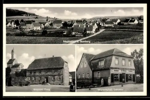 AK Neuhausen, Brauerei Krug, Warenhandl. Stäblein