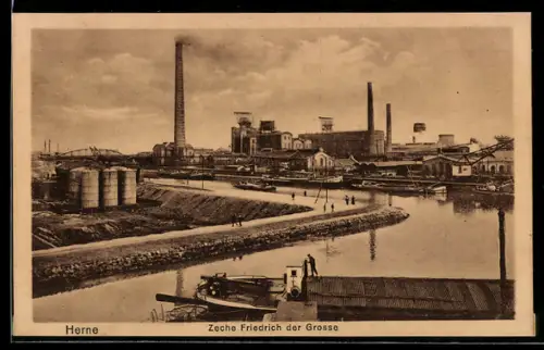 AK Herne, Zeche Friedrich der Grosse, Sicht zum Kohlewerk