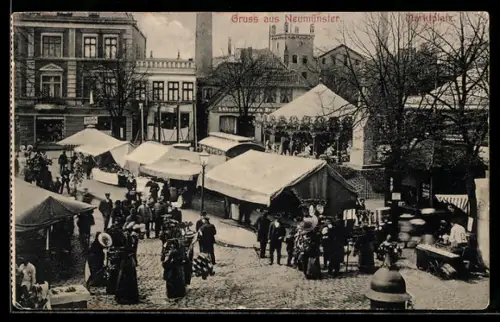 AK Neumünster, Volksfest am Marktplatz mit Karussell