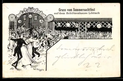 AK Lörrach, Sommernachtsfest auf dem Schützenhause, Tanzveranstaltung im Saal