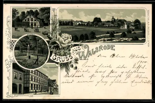 Lithographie Walsrode, Hotel Hannover, Gasthaus Eckernworth