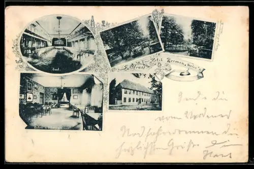 AK Verden a. A., Hotel Bremen mit Gartenpartien, Saal, Entree u. Billardzimmer