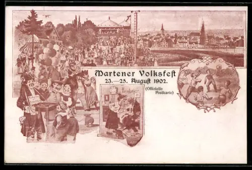 AK Marten, Martener Volksfest 1902, Postkartenverkauf, Fussballspieler auf dem Platz