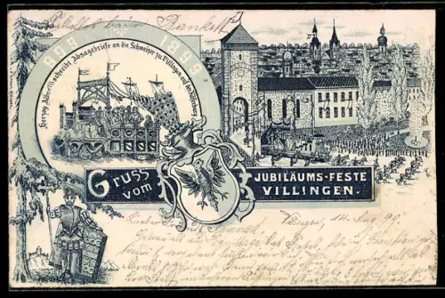 Lithographie Villingen, Jubiläums-Fest 1899, Absagebrief an die Schweizer