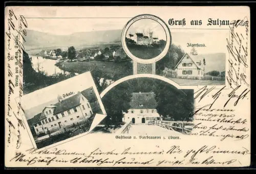 AK Sulzau, Gesamtansicht, Gasthaus-Brauerei z. Löwen und Jägerhaus