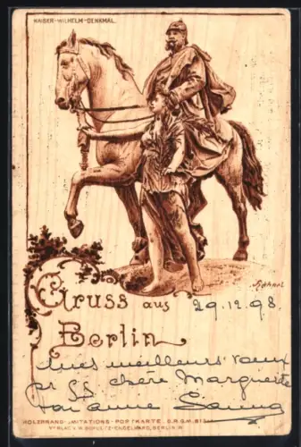 Lithographie Berlin, Kaiser-Wilhelm-Denkmal