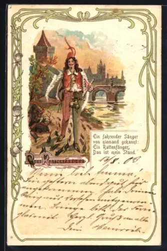 Lithographie Hameln, Der Rattenfänger