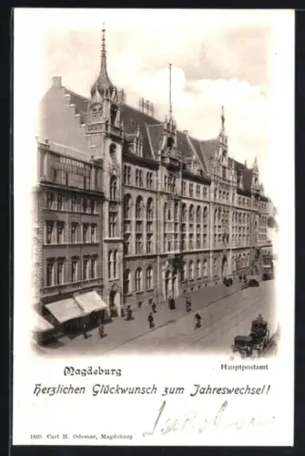 AK Magdeburg, Hauptpostamt, Neujahrsgruss