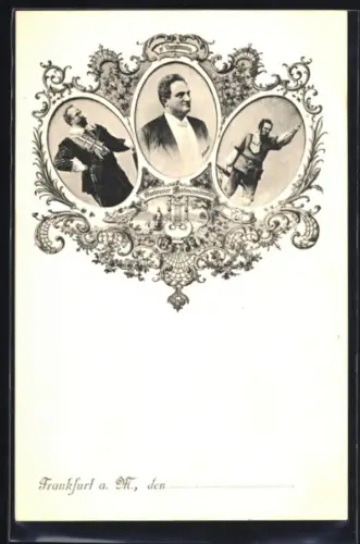 AK Frankfurt a. M., Frankfurter Theaterschauspieler W. Diegelman, Wallenstein, Tell, Passepartout