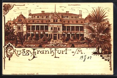 Lithographie Frankfurt-Westend, Partie im Palmengarten