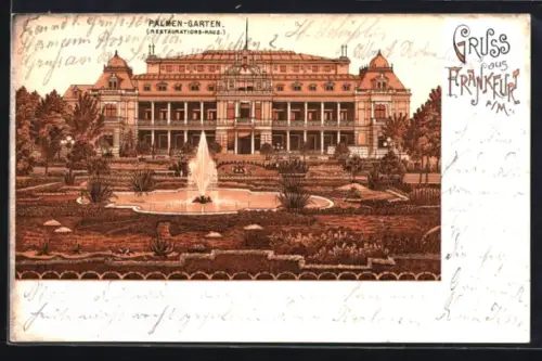 Lithographie Frankfurt-Westend, Restaurationshaus im Palmengarten