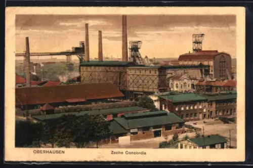 AK Oberhausen, Zeche Concordia aus der Vogelschau