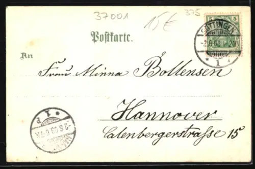 Lithographie Göttingen, Rathaus, Auditorium, Plesse