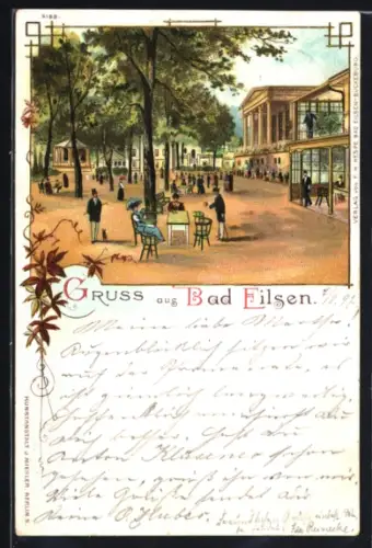 Lithographie Bad Eilsen, Platz im Kurort