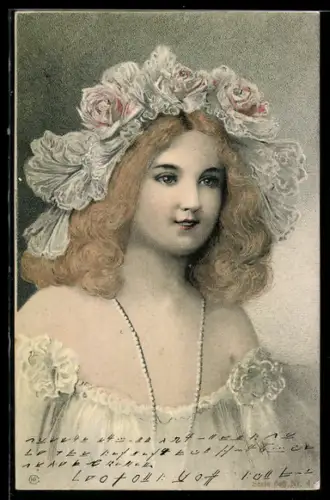 Künstler-AK Mädchen-Porträt mit Hut