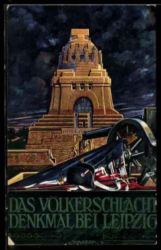 AK Leipzig, Völkerschlachtdenkmal mit Kanone