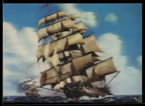 3D-AK Zwei Segelschiffe auf rauer See