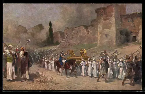 AK Zerstörung der Mauern Jerichos, Jos 6,20, Bibel