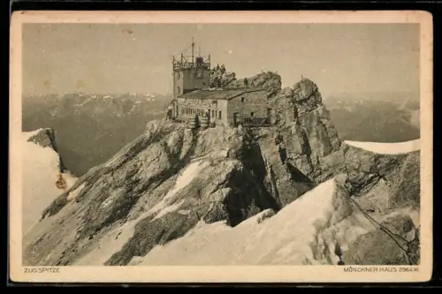 AK Münchner Haus, Berghütte auf der Zugspitze