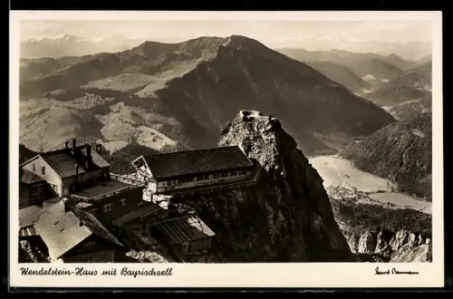 AK Wendelstein-Haus, Blick über die Berghüttenanlage mit Bayrischzell